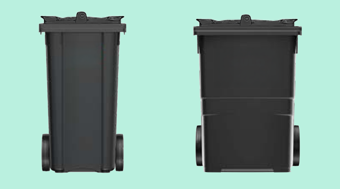 Ett tvåfackskärl på 240 liter och ett tvåfackskärl på 370 liter.